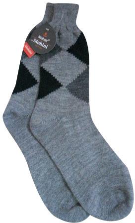 Checked Cotton Socks, Size : L, M