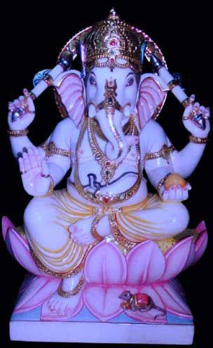 White Marble Ganesh Statue, Color : Multicolors