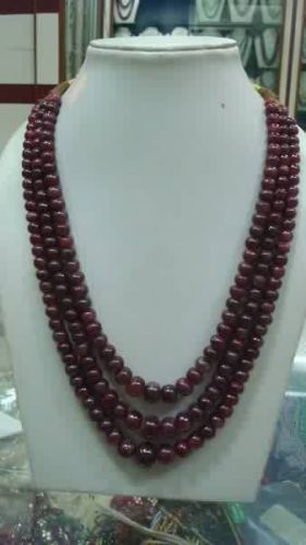 Non Polished Ruby Plain Beads, Length : 10inch, 12inch, 14inch, 16inch, 18inch, 20inch