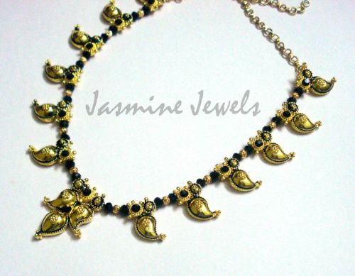 Jasmine Jewels Traditional Enameled Necklace, Color : Black