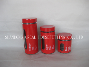 Three Glass Storage Canisters Set, Brand Name : oreal
