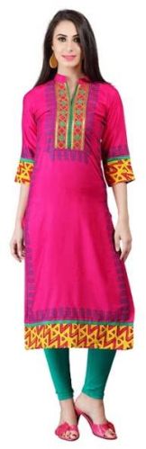 Cotton Embroidered Kurti, Color : Pink