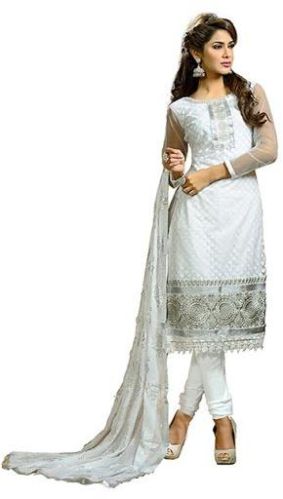 Top Fabric :Brasso Pakistani New Style Dresses, Color : White