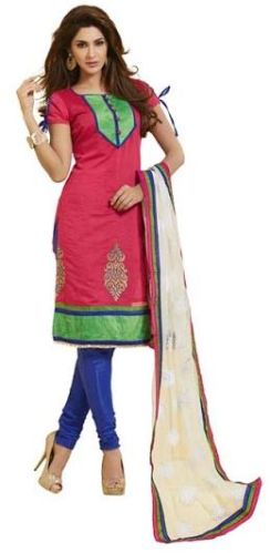 Top Fabric : Chanderi Simple Designer Dress Material, Color : Pink