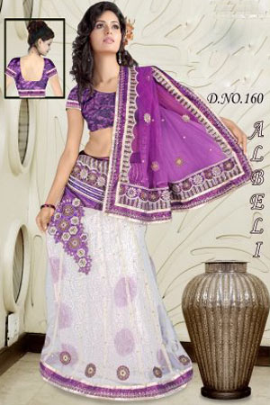 Designer Lehengas, Color : White, Pink