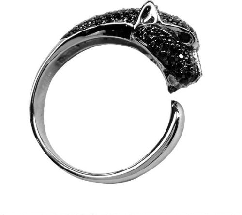 Fashion Rhodium Cubic Zircon Animal Jewelry Leopard 925 Silver Ring