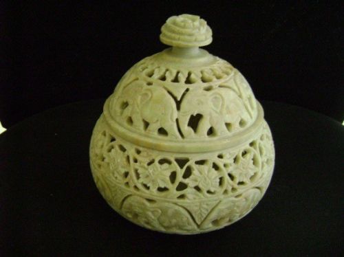 Carved Soapstone Box, Size : 6'