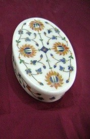 Oval Box With Inlay Work