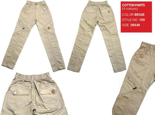 Boys Chain Light Beige Cotton Pant