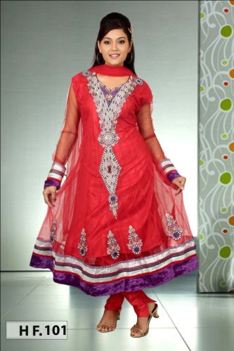 Designer Anarkali Suit, Color : Red