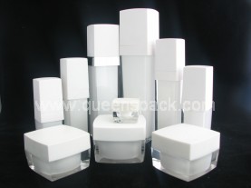 Square Plastic Acrylic Cosmetic Cream Jar, Brand Name : queenspack