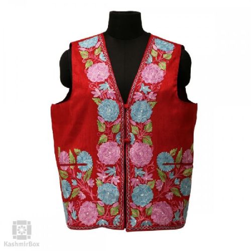 Silk Waistcoat, Color : Crimson Red