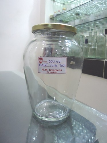 GMO 1000ml Matki Glass Jar, Color : Transparent