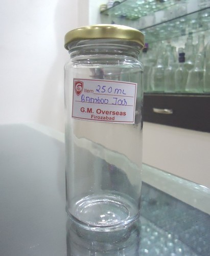 GMO 250ml Bamboo Glass Jar, Color : Transparent