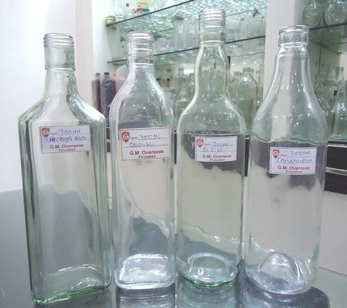 Round Square 700ml Glass Bottles, Color : Transparent