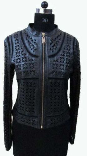 Ladies Leather Laser Cut Jackets