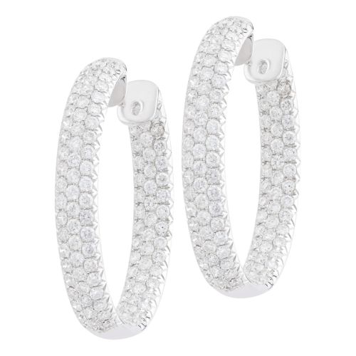White gold Inside-Out Pave Diamond Hoop Earrings