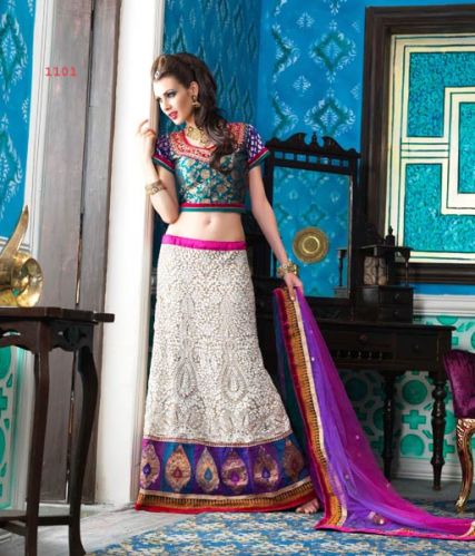 Ambica Designer Lehnga Choli, Color : White