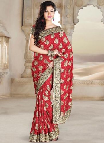 Georgette Embroidered Sarees, Feature : Breathable, Elegant Design