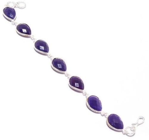 Purple Chalcedony Pear Shape Bracelet