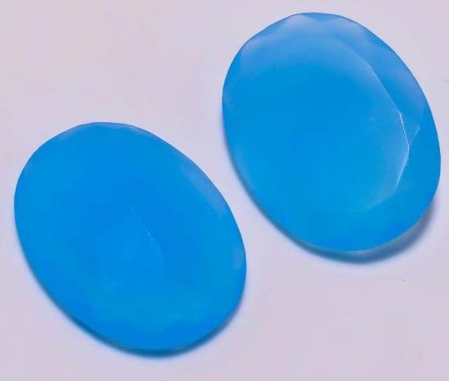 Sky Blue Chalcedony Faceted Oval Cut Stone