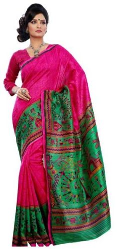 Trendy Magenta Colored Printed Art Silk Saree 5636