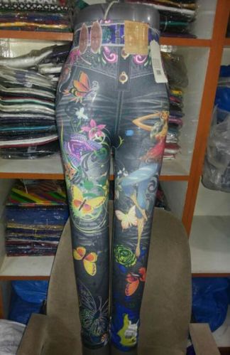 Lycra Fabric Printed Leggings, Size : M