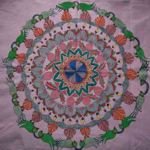 Bed Sheet With Mithila Painting