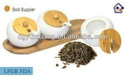 Ceramic Seasoning Pot With Bamboo Lid and Base