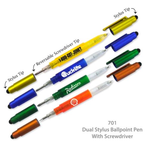 Polystyrene Dual Stylus Ballpoint Pen