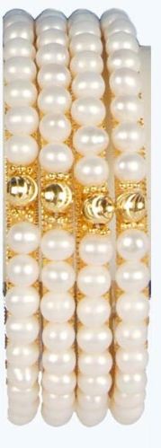 Dd Pearls Mumbai Round Freshwater White Color Pearls Bangles