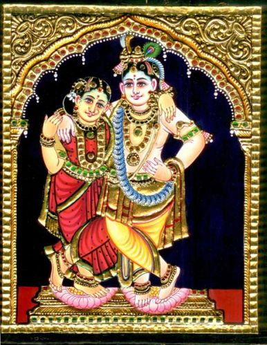 Tanjore Paintings Of Radha Krishna, Style : Portrait