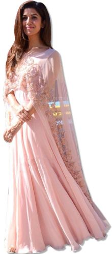 Embroidered Blush Floor Length Dress