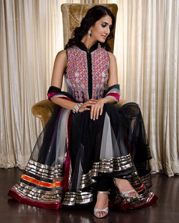 Sulbha Net Designer Suit, Color : Black