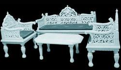 White Makrana Marble Sofa Set