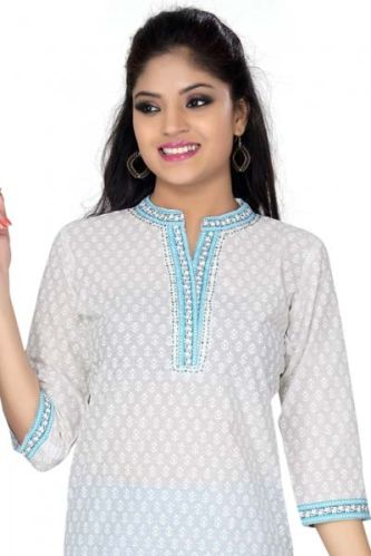 The Simply Statement White-Blue Cotton Kurta