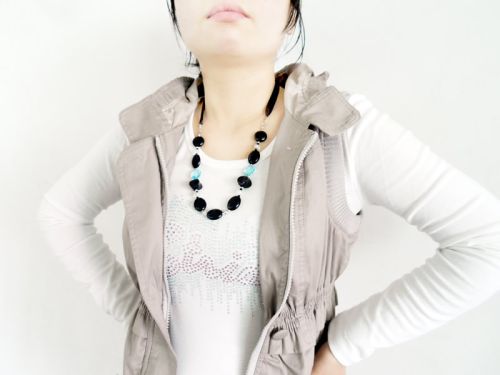 Black Ribbons Acrylic Beads Crystal Necklace, Brand Name : MC