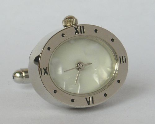 Brass Oval Silver Watch Metal Cufflinks, Brand Name : JIJI