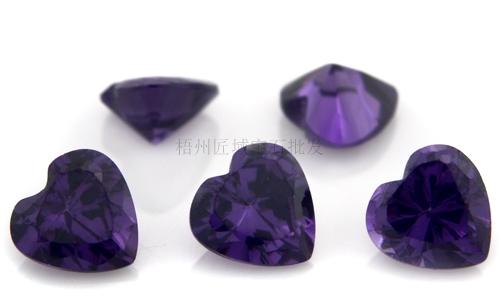 Heart Cubic Zirconia Stone - Amethyst