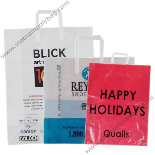 HDPE/ LDPE/ MDPE Tri-fold Handle Bag, Brand Name : vietnampolybag