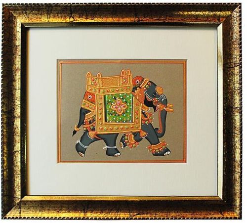 Elephant Embossed Handpainted Paper Wall Frame