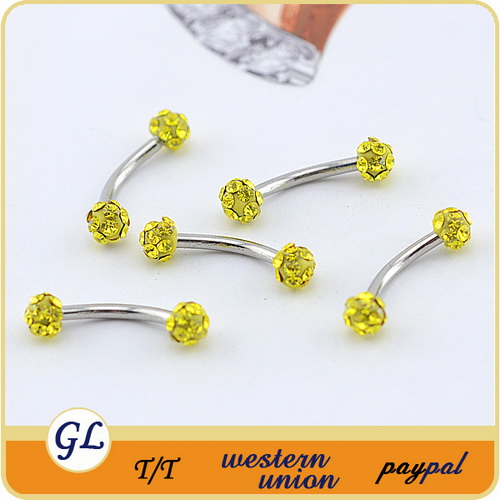 Fashion Stainless Steel With Crystal Eyebrow Rings