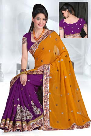 Embroidered sarees, Fabric : Silk