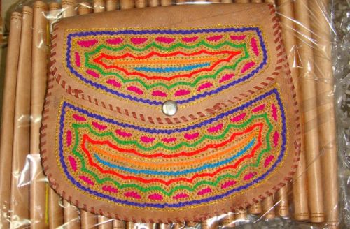 Mojari Exporters Embroidery Leather Wallets