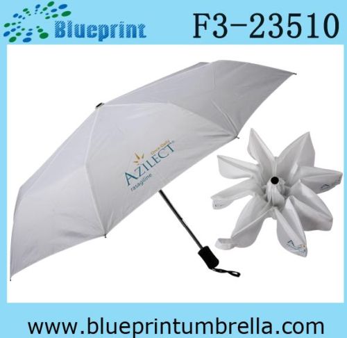 3 Foldoing Automatic White Bulk Umbrella, Brand Name : OEM ODM