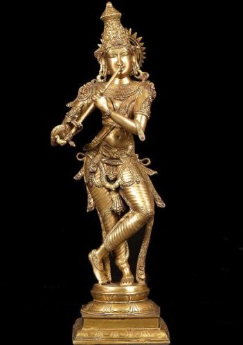 Krishna Brass Statue 6.50'H x 5'W x 3'D