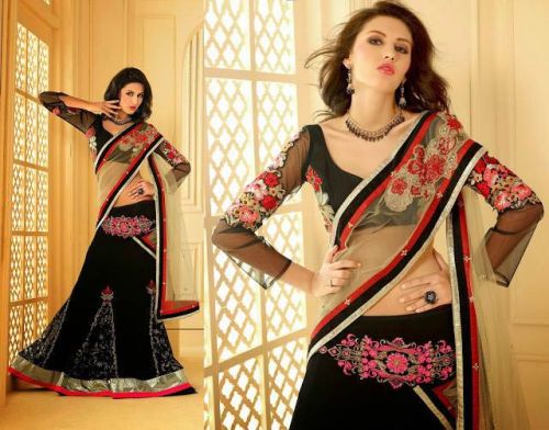 Black Lehenga Saree, Pink Lehenga Saree