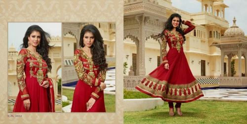 Red Golden Anarkali Dress