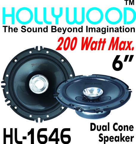 HOLLYWOOD Car Speaker 1646, Color : Black