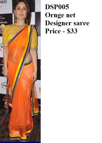 Kavin's Design Orange Net Saree